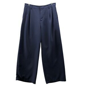 Gap Easy Trouser Pants Womens 16 Navy Blue Wide Leg Pleated Front Uniform Casual